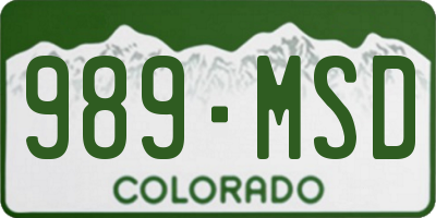 CO license plate 989MSD