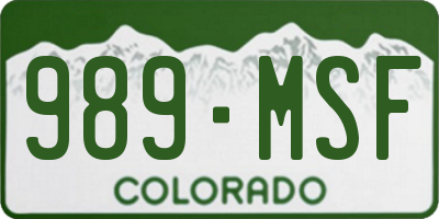 CO license plate 989MSF