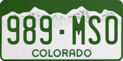 CO license plate 989MSO