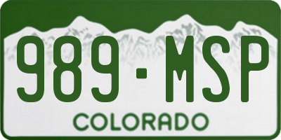 CO license plate 989MSP