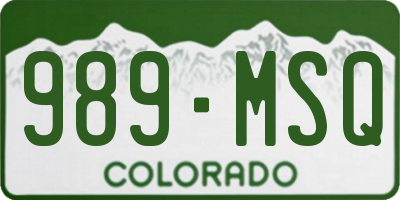 CO license plate 989MSQ