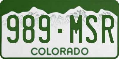CO license plate 989MSR