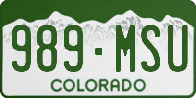 CO license plate 989MSU