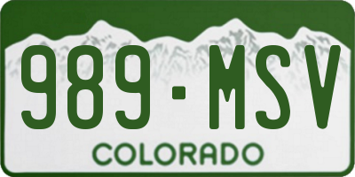 CO license plate 989MSV