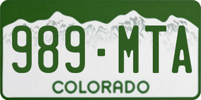 CO license plate 989MTA