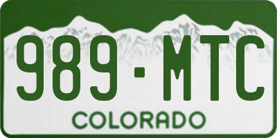 CO license plate 989MTC