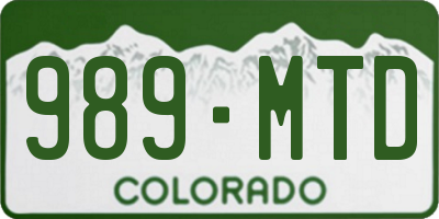 CO license plate 989MTD