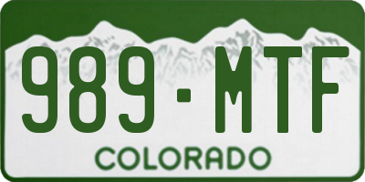CO license plate 989MTF