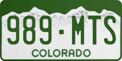 CO license plate 989MTS