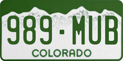 CO license plate 989MUB