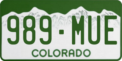 CO license plate 989MUE