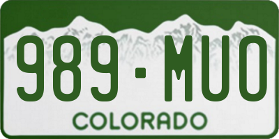 CO license plate 989MUO