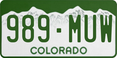 CO license plate 989MUW