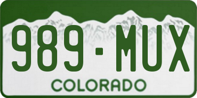 CO license plate 989MUX
