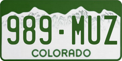CO license plate 989MUZ