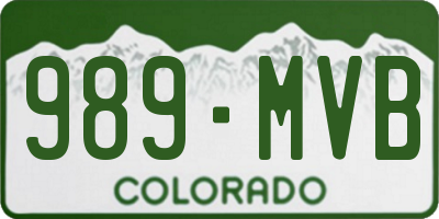 CO license plate 989MVB