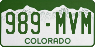CO license plate 989MVM