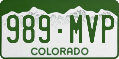 CO license plate 989MVP
