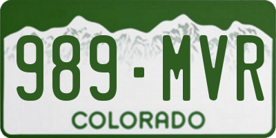CO license plate 989MVR