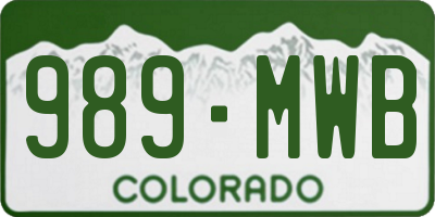 CO license plate 989MWB