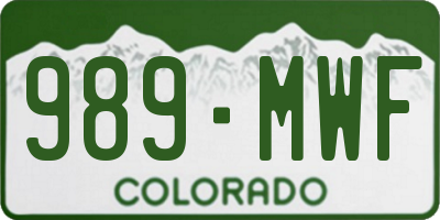 CO license plate 989MWF