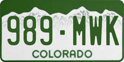 CO license plate 989MWK