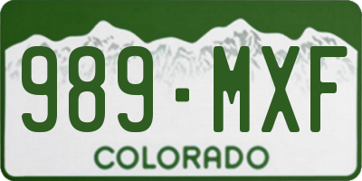 CO license plate 989MXF