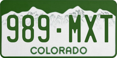 CO license plate 989MXT