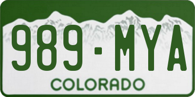 CO license plate 989MYA