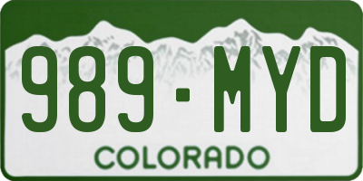 CO license plate 989MYD