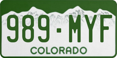CO license plate 989MYF