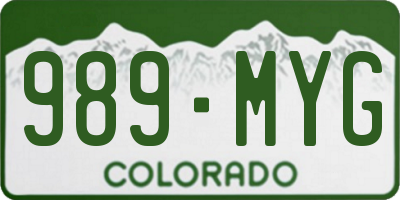CO license plate 989MYG