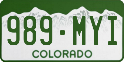 CO license plate 989MYI