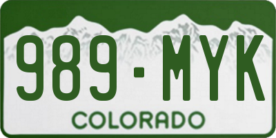 CO license plate 989MYK