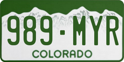 CO license plate 989MYR