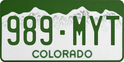CO license plate 989MYT