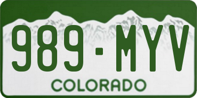 CO license plate 989MYV