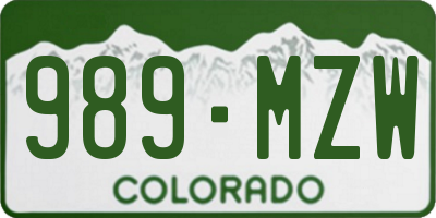 CO license plate 989MZW
