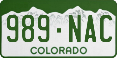 CO license plate 989NAC