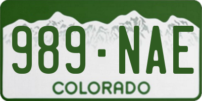 CO license plate 989NAE
