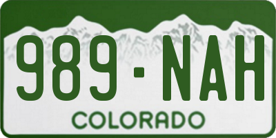 CO license plate 989NAH
