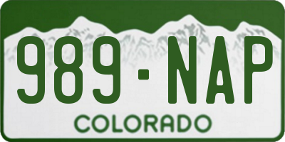 CO license plate 989NAP