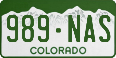 CO license plate 989NAS