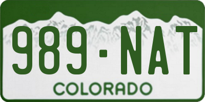 CO license plate 989NAT