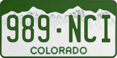 CO license plate 989NCI