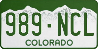 CO license plate 989NCL