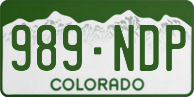 CO license plate 989NDP