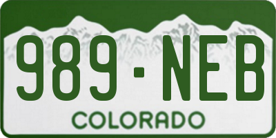CO license plate 989NEB
