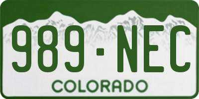 CO license plate 989NEC