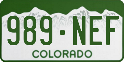 CO license plate 989NEF